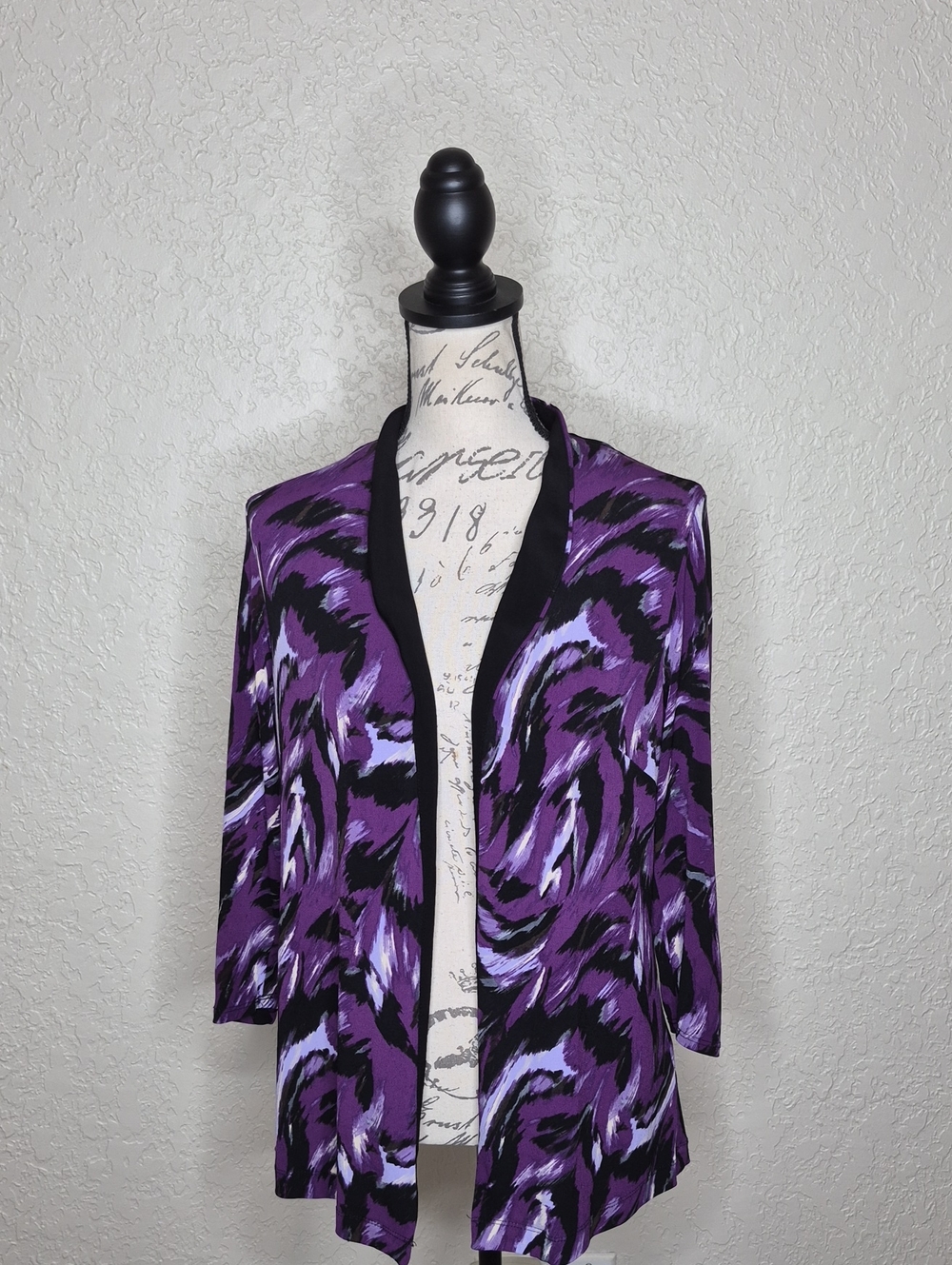 Perceptions Multicolored Abstract Print Open Front Blazer Size 8